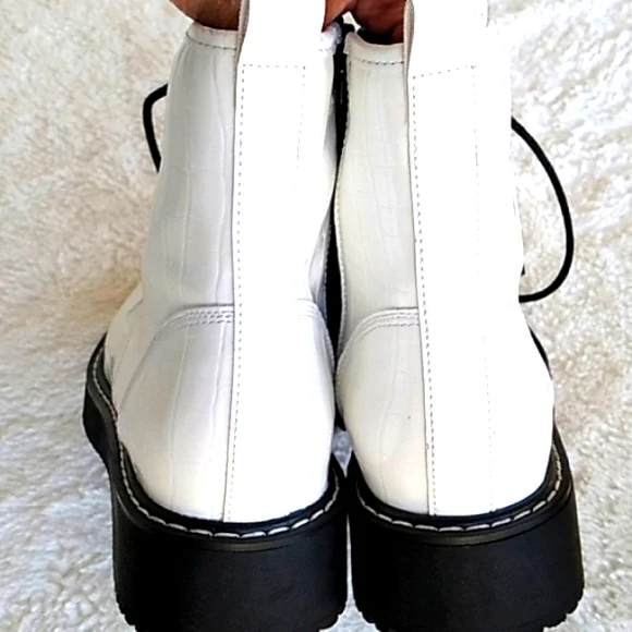 Madden Girl white faux patent leather combat booties - Picture 2 of 10